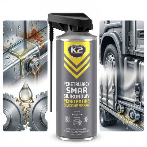 K2 SMAR SILIKONOWY Preparat Do Zawiasów Zamków Gumy I Tworzyw 400ml B430
