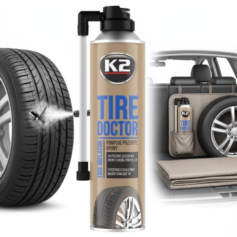 K2 TIRE DOKTOR Uszczelniacz Do Opon Aut Koło Zapasowe W Sprayu 500ml B311