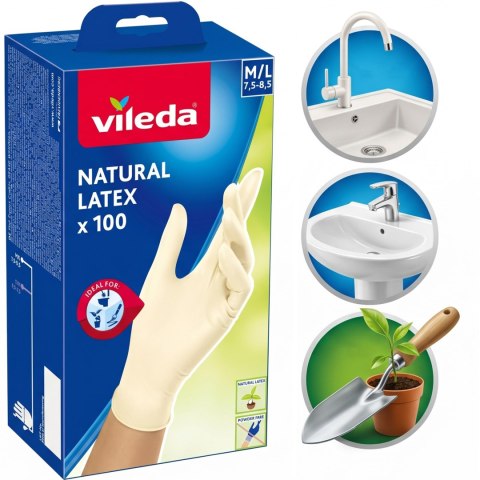 Rękawice lateksowe Vileda Natural Latex M/L 100 szt.