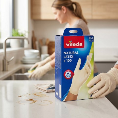 Rękawice lateksowe Vileda Natural Latex M/L 100 szt.