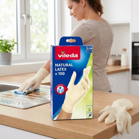 Rękawice lateksowe Vileda Natural Latex S/M 100 szt.