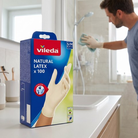 Rękawice lateksowe Vileda Natural Latex S/M 100 szt.