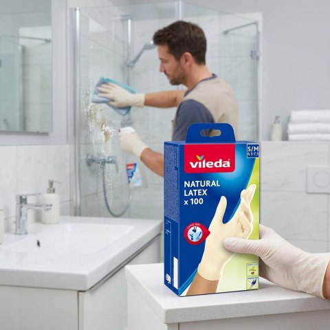 Rękawice lateksowe Vileda Natural Latex S/M 100 szt.