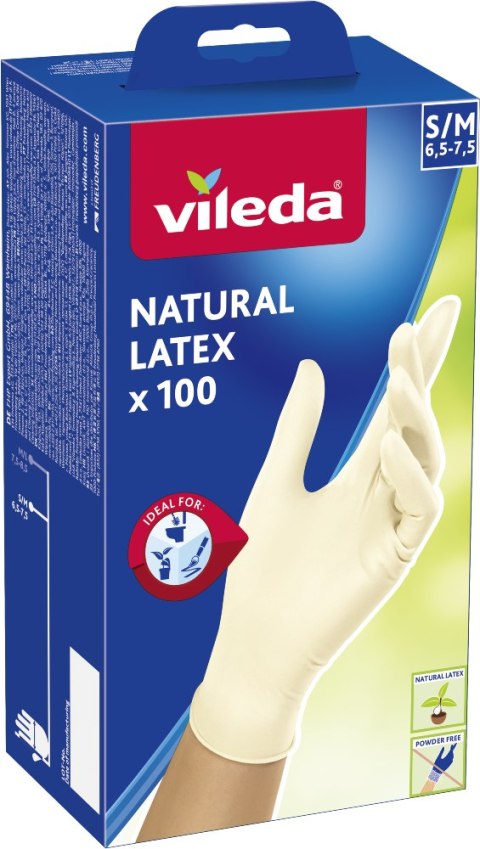 Rękawice lateksowe Vileda Natural Latex S/M 100 szt.