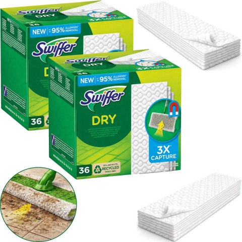 Swiffer Dry Ściereczki Podłogowe Do Mopa - Wkłady Elektrostatyczne 72 szt.
