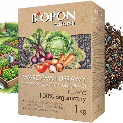 BOPON - Warzywa i uprawy na podwyższonych grządkach nawóz 100% organiczny Fertilan L 1kg