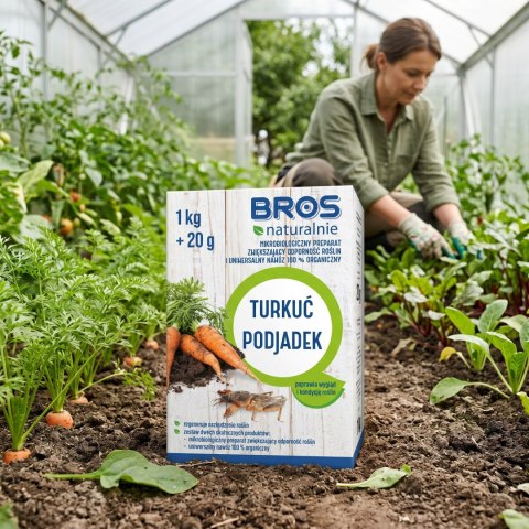 BROS NATURALNIE - mikrobiologiczny preparat zwiększający odporność roślin i uniwersalny nawóz 100% organiczny 1kg + 20g (turkuć 