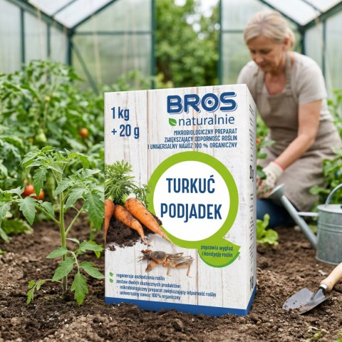 BROS NATURALNIE - mikrobiologiczny preparat zwiększający odporność roślin i uniwersalny nawóz 100% organiczny 1kg + 20g (turkuć 