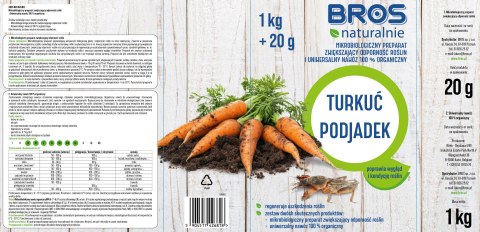 BROS NATURALNIE - mikrobiologiczny preparat zwiększający odporność roślin i uniwersalny nawóz 100% organiczny 1kg + 20g (turkuć 