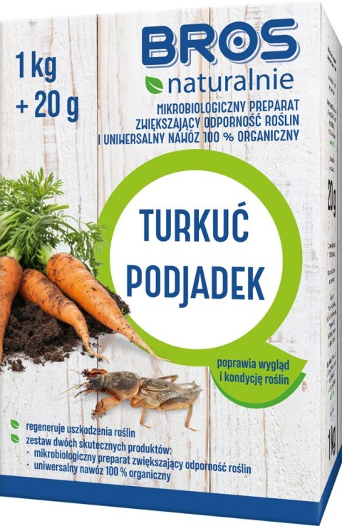 BROS NATURALNIE - mikrobiologiczny preparat zwiększający odporność roślin i uniwersalny nawóz 100% organiczny 1kg + 20g (turkuć 
