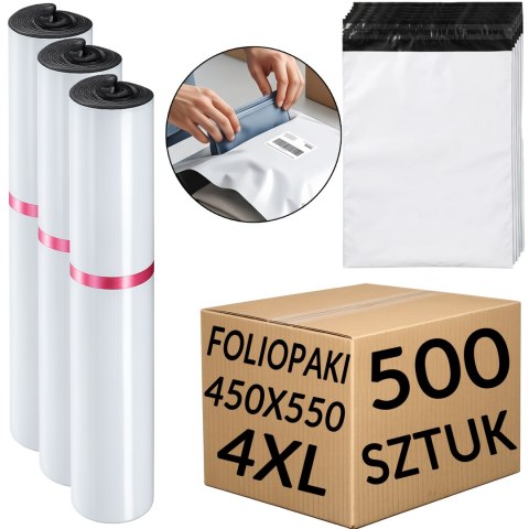 Foliopaki Kurierskie Białe 4XL 450x550mm - 500 szt.