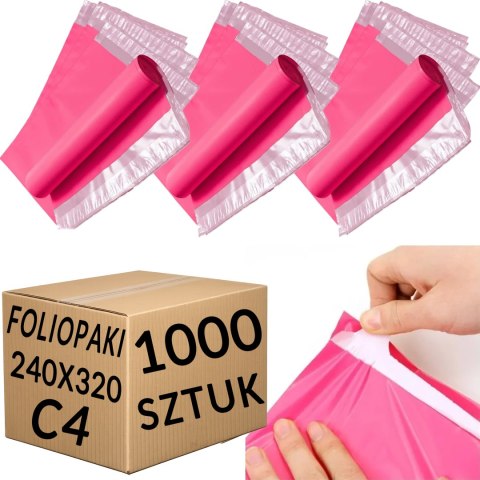 Foliopaki Kurierskie Różowe C4 240x320mm - 1000 szt.