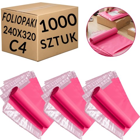 Foliopaki Kurierskie Różowe C4 240x320mm - 1000 szt.