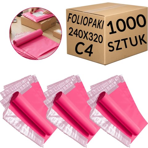 Foliopaki Kurierskie Różowe C4 240x320mm - 1000 szt.
