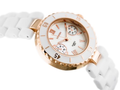 ZEGAREK DAMSKI LONGBO - white/gold (zx610a)