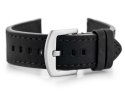 Pasek skórzany do zegarka W72 - czarny/czarna 20mm