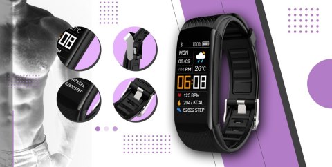 Smartwatch GIEWONT Czarno Jasnofioletowy 2 Paski GW200-8