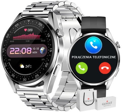 Smartwatch GIEWONT Vertex SmartCall GW450-4 Silver/Carbon Silikon