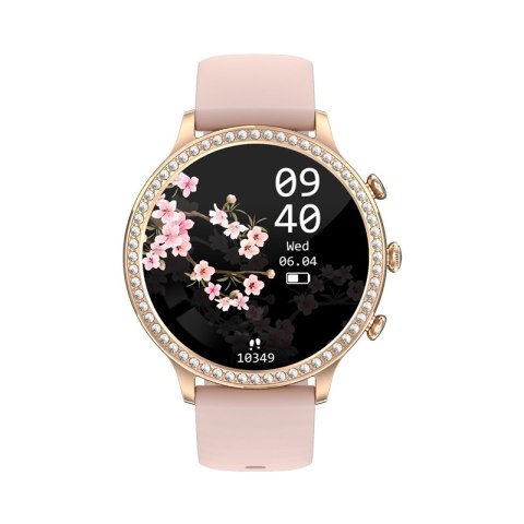 Smartwatch Damski VELTORI VT310-1 Złota Bransoleta + Różowy Pasek Silikonowy
