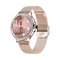 Smartwatch Damski VELTORI VT320-1 Złota Bransoleta + Różowy Pasek Silikonowy
