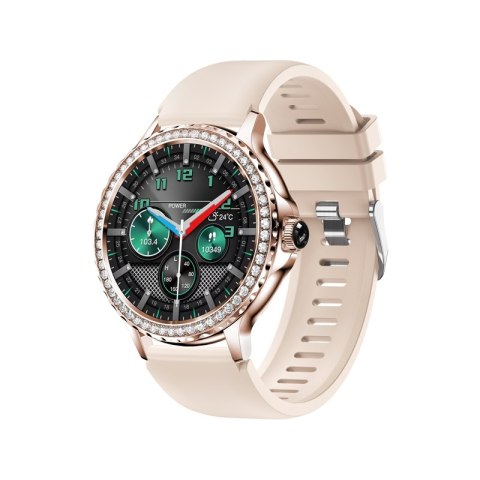 Smartwatch Damski VELTORI VT320-1 Złota Bransoleta + Różowy Pasek Silikonowy