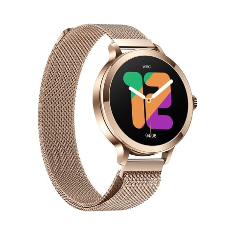 Smartwatch Damski VELTORI VT340-1 Złota Bransoleta + Różowy Pasek Silikonowy