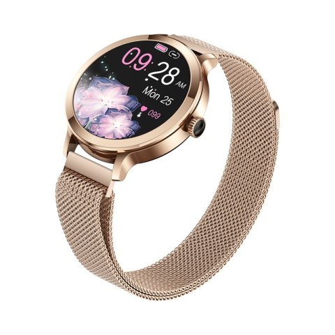 Smartwatch Damski VELTORI VT340-1 Złota Bransoleta + Różowy Pasek Silikonowy