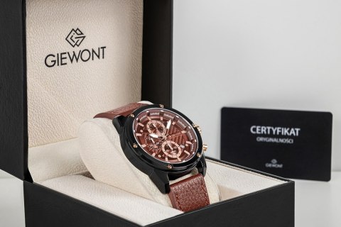 Zegarek Męski Giewont Chronograph Sapphire Czarno Brązowy GW8810-A3