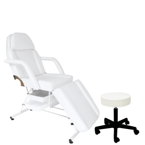 Fotel z kuwetami biały + taboret biały - BASIC