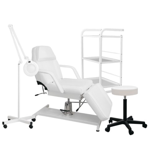 Zestaw mebli kosmetycznych: fotel + lampa + taboret + stolik CLASSIC