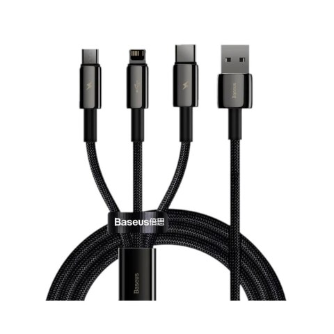 Kabel przewód USB 3w1 - USB-C, Lightning, micro USB 1.5m Baseus Tungsten Gold CAMLTWJ-01 do 3.5A