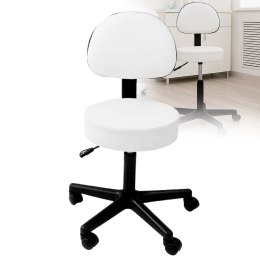 Taboret kosmetyczny BASIC z oparciem biały