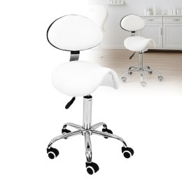 Taboret kosmetyczny OPTIMA z oparciem biały