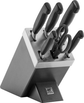 Akcesoria - Zwilling Four Star Zestaw W Bloku Samoostrzącym 7 el. szary
