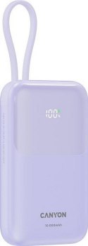 Canyon OnPower 101 z wbudowanym kablem 10000 mAh PD22.5W fioletowy