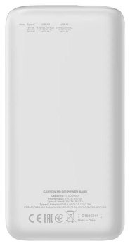 Canyon Powerbank PB-301 LED 30000 mAh PD 20W QC 3.0 biały