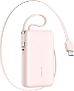 Joyroom JR-PR2L 10000 mAh 35W z wbudowanym zwijanym kablem USB-C Lightning różowy