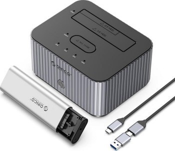 Orico na 2 dyski z funkcją klonowania M.2 NVME 2,5''/3,5 HDD / 2,5'' SSD - szara