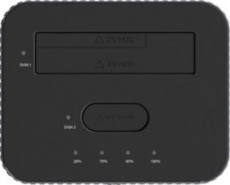 Orico na 2 dyski z funkcją klonowania M.2 NVME 2,5''/3,5 HDD / 2,5'' SSD - szara