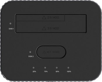 Orico na 2 dyski z funkcją klonowania M.2 NVME 2,5''/3,5 HDD / 2,5'' SSD - szara