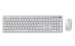 GEMBIRD BEZPRZEWODOWY ZESTAW KLAWIATURY + MYSZ SLIM PRO BUSINESS NA BIURKO BIAŁY UKŁAD US