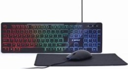Zestaw 3 w 1 klawiatura multimedialna z podświetleniem RGB z myszką i podkładką Gembird KBS-UML-01