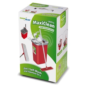 GREENBLUE MOP PŁASKI Z WIADREM I WYCISKACZEM MAXICLEAN + DWA WKŁADY MICROFIBRA HQ POJEMNOŚĆ 8L GB870