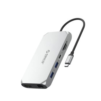 Orico USB-C 12w1 | USB-A 3.1 | USB-A 2.0 | USB-C PD 100W | 1x USB-C 3.1 | 2x HDMI 2.0 4K 60 Hz | 1x DP 1.4 4K 60 Hz | microSD/SD