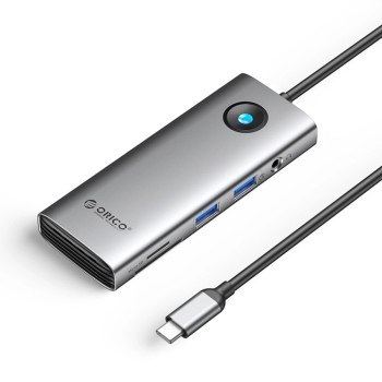 Orico USB-C 8w1 | 2x USB-A 3.0 | 1x USB-C PD 100W | 1x HDMI 4K 60Hz | 1x microSD/SD | 1x RJ45 Gigabit Ethernet | 1x Audio 3,5 mm