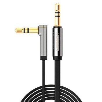 UGREEN kątowy miniJack 3,5mm AUX płaski 2m (czarny)