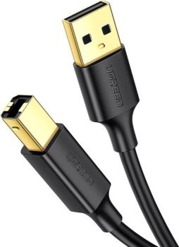 Ugreen US135 USB 2.0 A-B do drukarki, pozłacany, 1m czarny