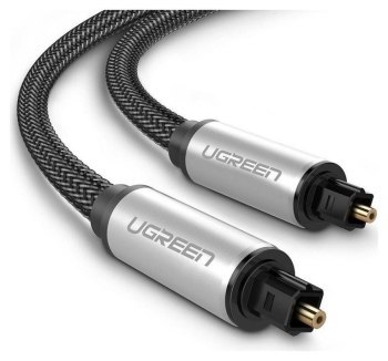 Ugreen optyczny Toslink Audio, aluminiowy z oplotem, 1m szary