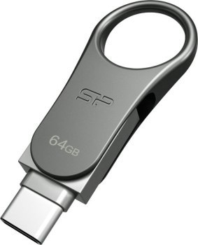 Pendrive Silicon Power Mobile C80 64GB Dual USB 3.1/Type-C Silver (SP064GBUC3C80V1S)