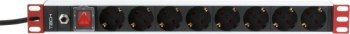 Listwa antyprzepięciowa - Techly 106893 Listwa zasilająca PDU Rack 19'' 1U, 8x Schuko, 250V/16A kabel 3m